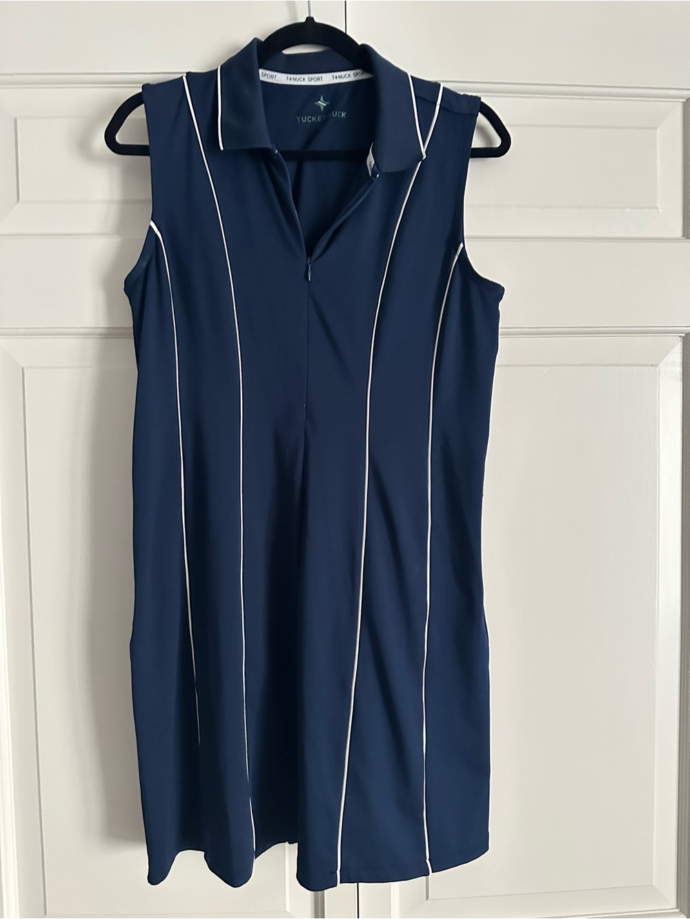 Tuckernuck Sport Navy Sleeveless Polo Dress with White Piping